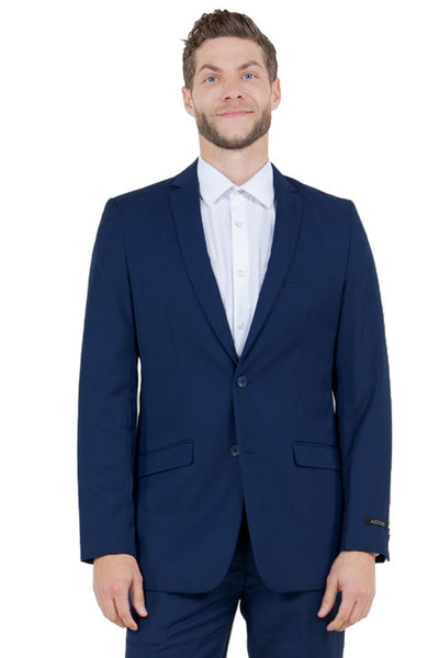 Men's Basic Slim Fit Vested Business Suit in Navy Blue