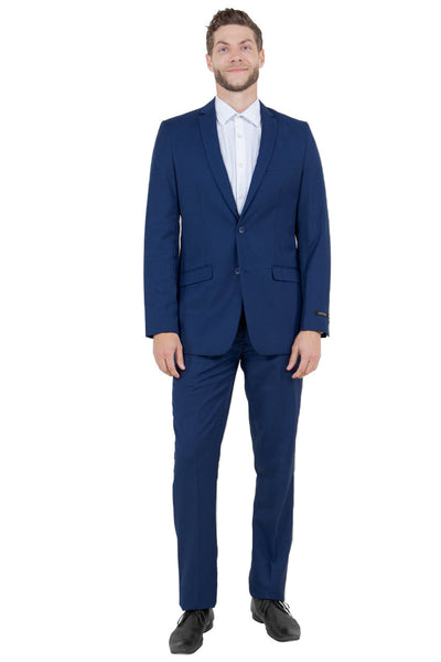 Men's Basic Slim Fit Vested Business Suit in Navy Blue