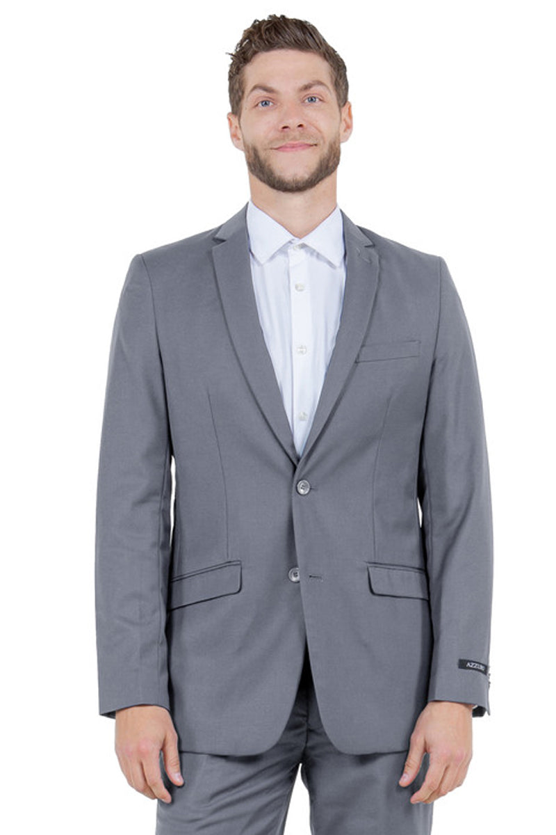 Men's Basic Slim Fit Vested Business Suit in Grey