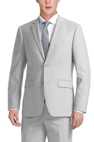 Men's Basic Slim Fit Vested Business Suit in Light Grey