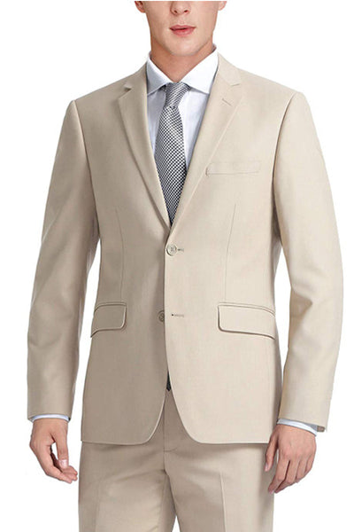Men's Basic Slim Fit Vested Business Suit in Tan