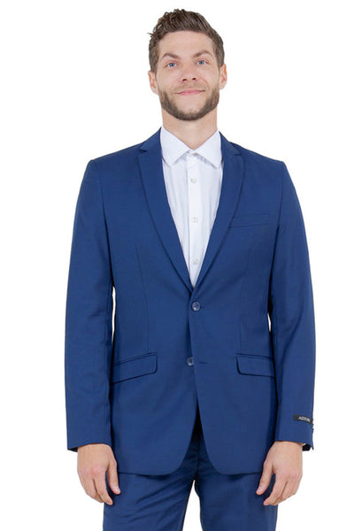 Men's Basic Slim Fit Vested Business Suit in Blue