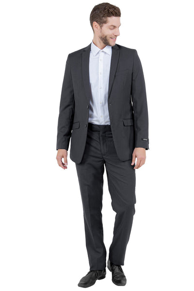 Men's Basic Slim Fit Vested Business Suit in Charcoal Grey