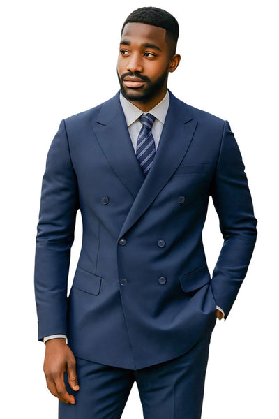 Men's Tailored Fit Double Breasted Suit in Navy