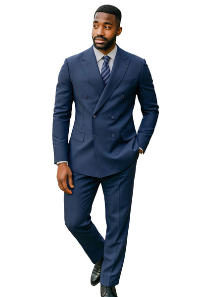 Men's Tailored Fit Double Breasted Suit in Navy