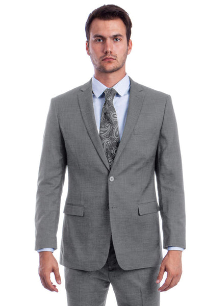 Men's Two Button Modern Fit Summer Sharkskin Suit in Grey
