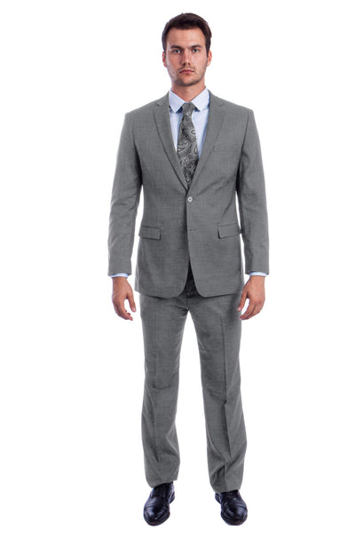 Men's Two Button Modern Fit Summer Sharkskin Suit in Grey
