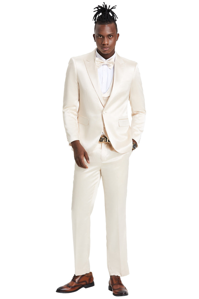 champagne dress and grey suit Neutral bridesmaid dresses & gray groomsmen suits