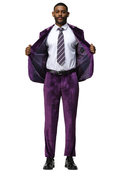 Men's Slim Fit One Button Velvet Wedding & Prom Suit in Purple