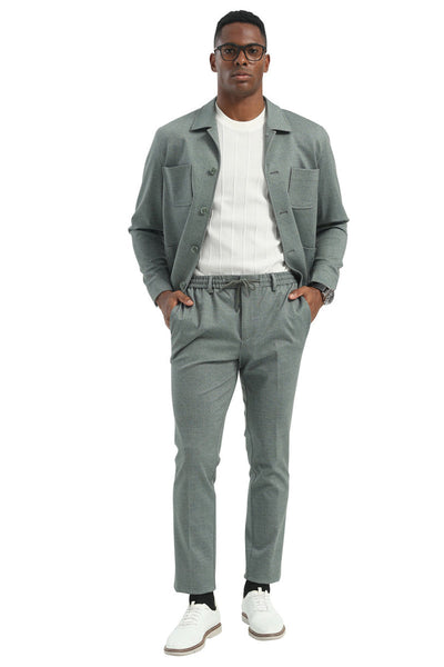 Men's Casual Walking Casual Suit Jacket & Pant Set in Sage Green