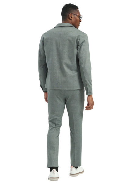 Men's Casual Walking Casual Suit Jacket & Pant Set in Sage Green