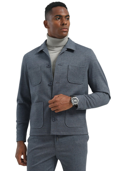 Men's Casual Walking Casual Suit Jacket & Pant Set in Blue