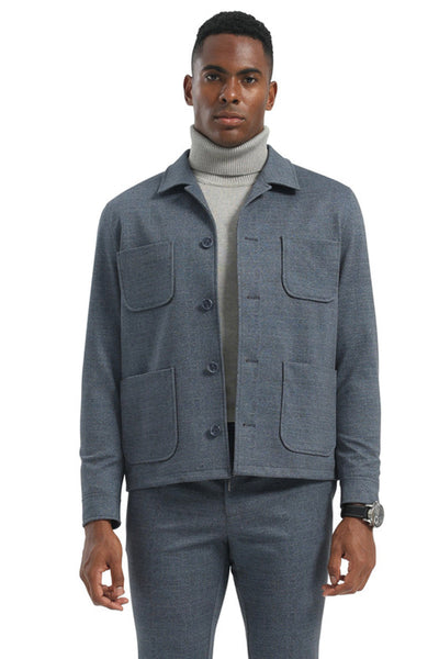 Men's Casual Walking Casual Suit Shirt & Pant Set in Blue