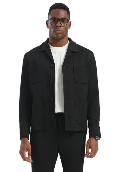 Men's Casual Walking Casual Suit Shirt & Pant Set in Black