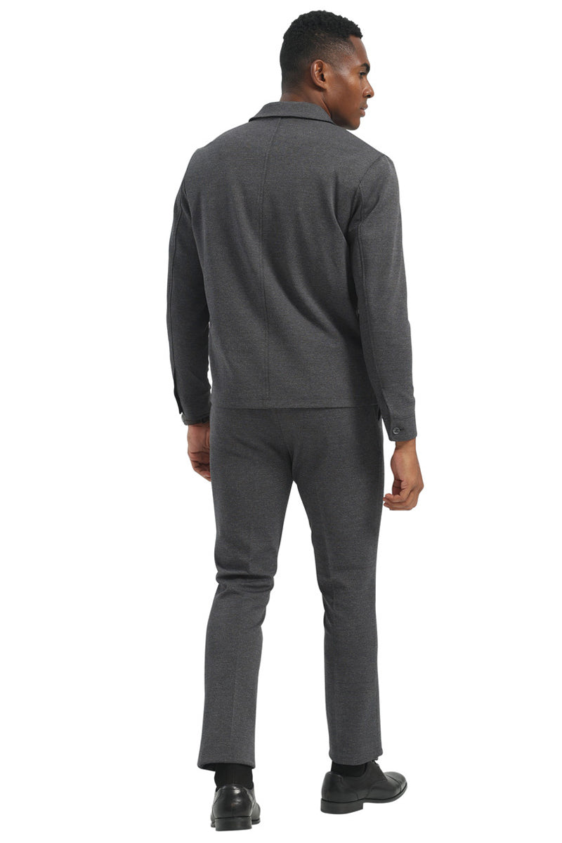 Men's Casual Walking Casual Suit Jacket & Pant Set in Grey