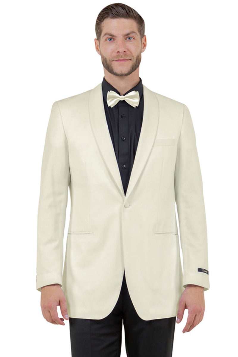 Men's One Button Shawl Dinner Jacket in Ivory Off White