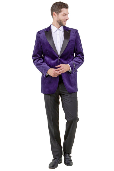 Men's Two Button Peak Lapel Velvet Wedding & Prom Tuxedo Jacket in Purple