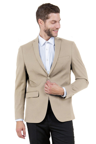 Men's Basic Business Sport Coat Blazer in Khaki Tan