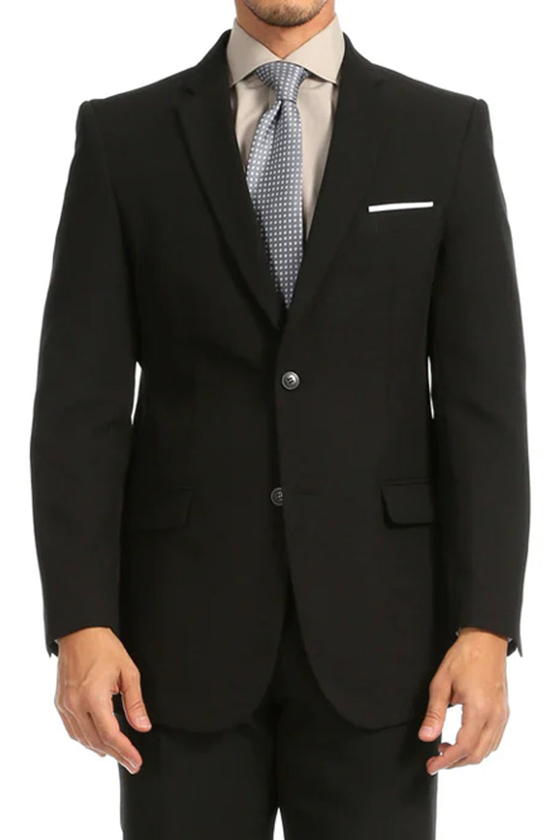 Mens Regular Fit Light Weight Poplin Polyester Suit in Black