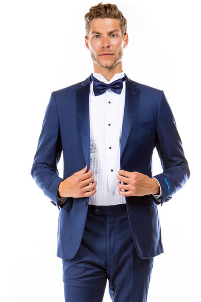 Men's Two Button Slim Fit Wedding & Prom Tuxedo in Blue