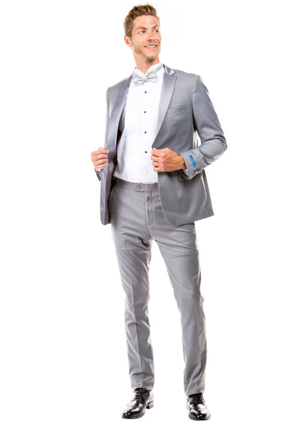 Men's Two Button Slim Fit Prom & Wedding Tuxedo in Light Grey