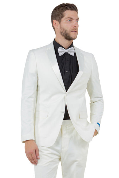 Men's Two Button Slim Fit Wedding & Prom Tuxedo in Ivory Off White
