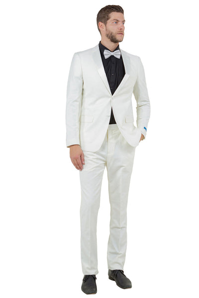 Men's Two Button Slim Fit Wedding & Prom Tuxedo in Ivory Off White