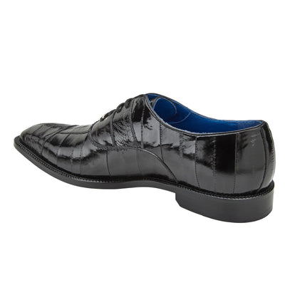 Men's Belvedere Mare Ostrich Leg & Eel Skin Dress Shoe in Black