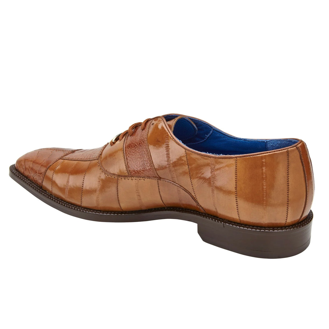 Men's Belvedere Mare Ostrich Leg & Eel Skin Dress Shoe in Camel