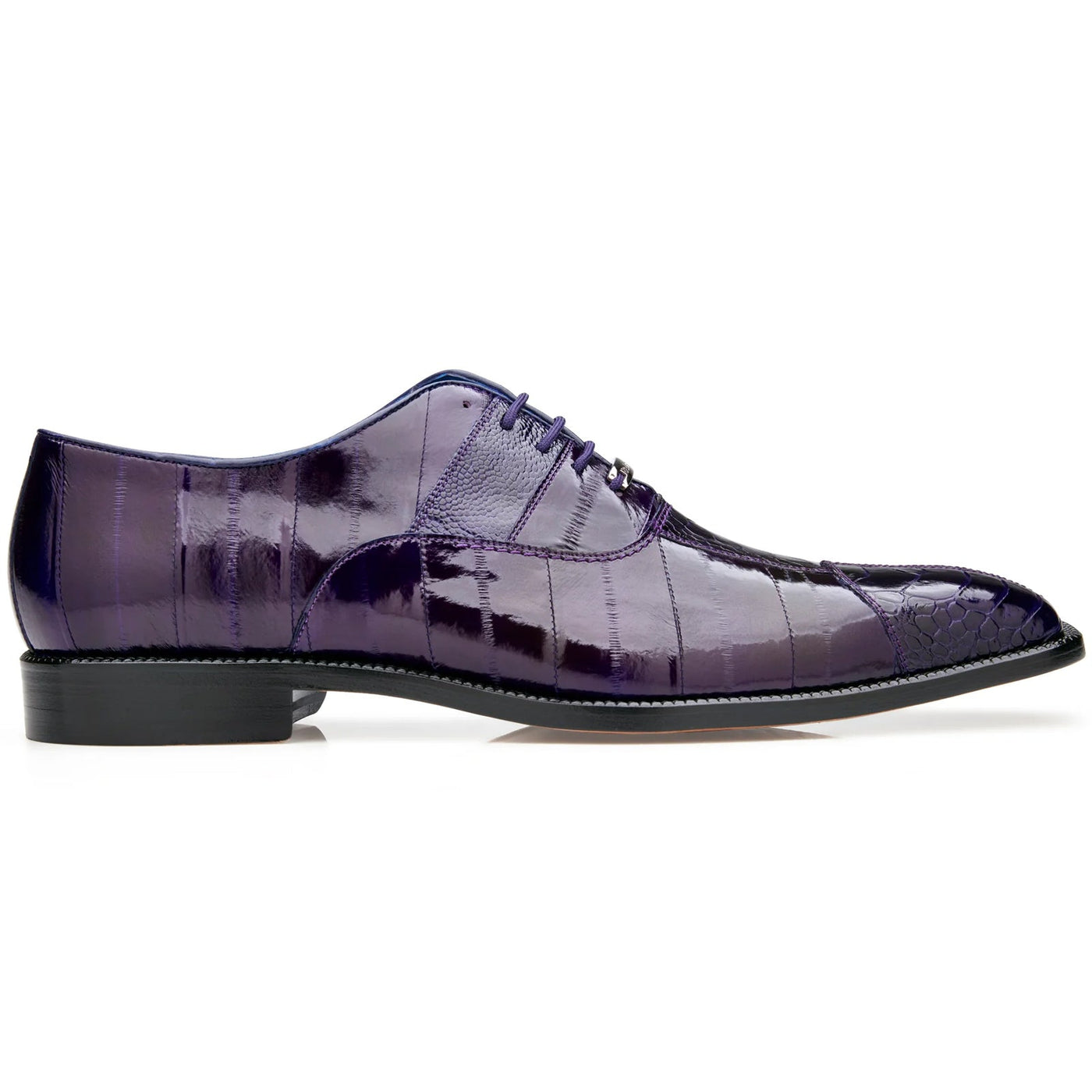 Men's Belvedere Mare Ostrich Leg & Eel Skin Dress Shoe in Purple