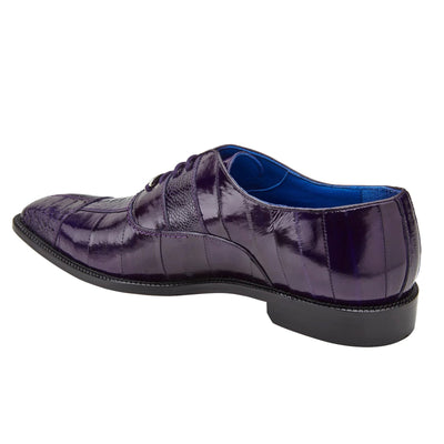 Men's Belvedere Mare Ostrich Leg & Eel Skin Dress Shoe in Purple