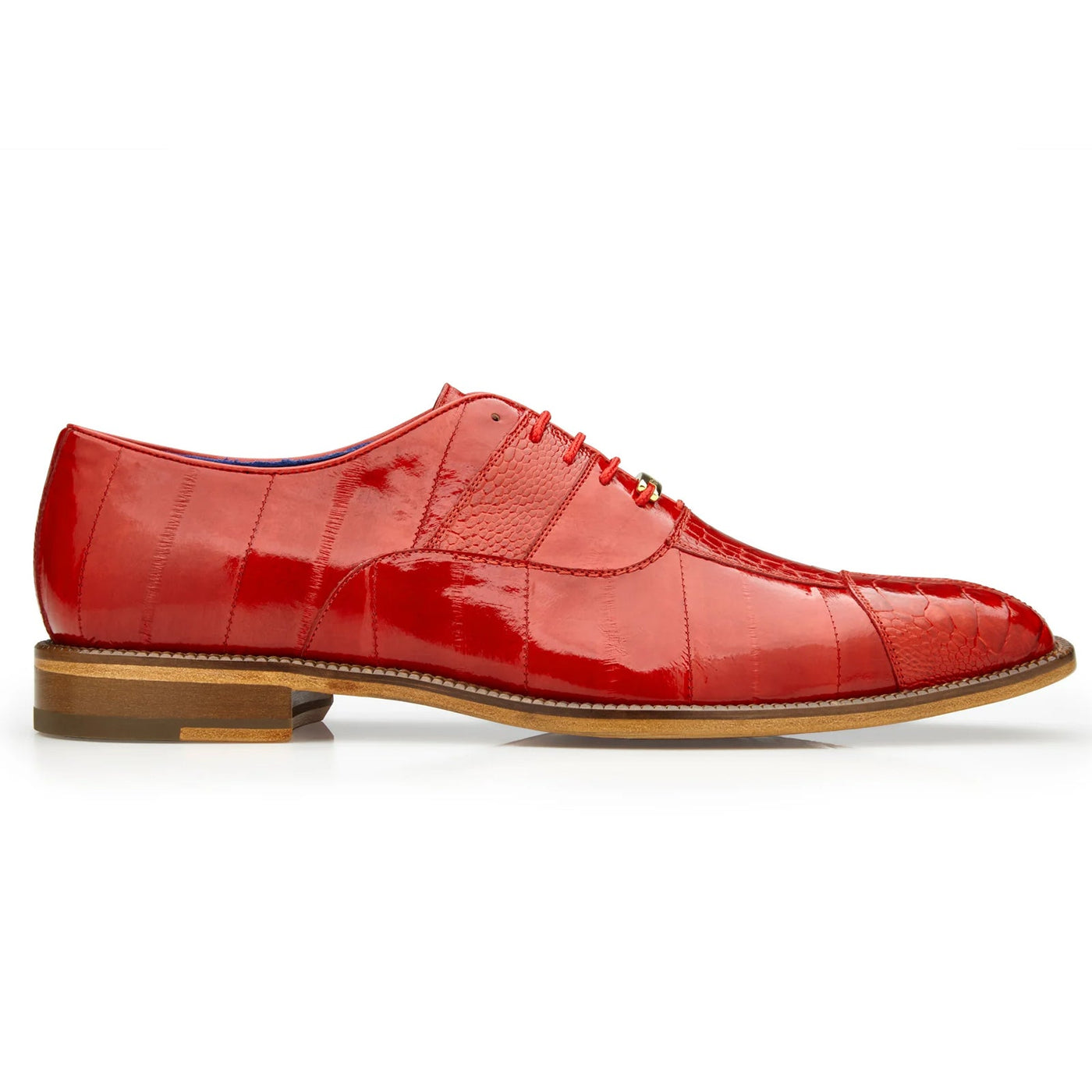 Men's Belvedere Mare Ostrich Leg & Eel Skin Dress Shoe in Red