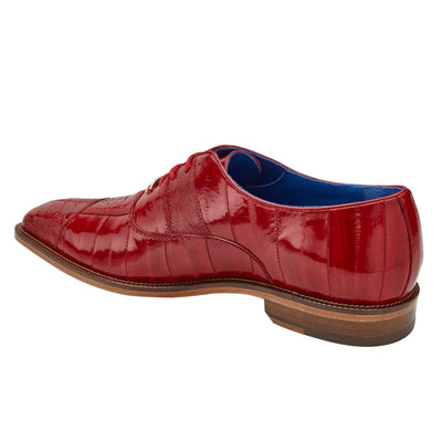 Men's Belvedere Mare Ostrich Leg & Eel Skin Dress Shoe in Red