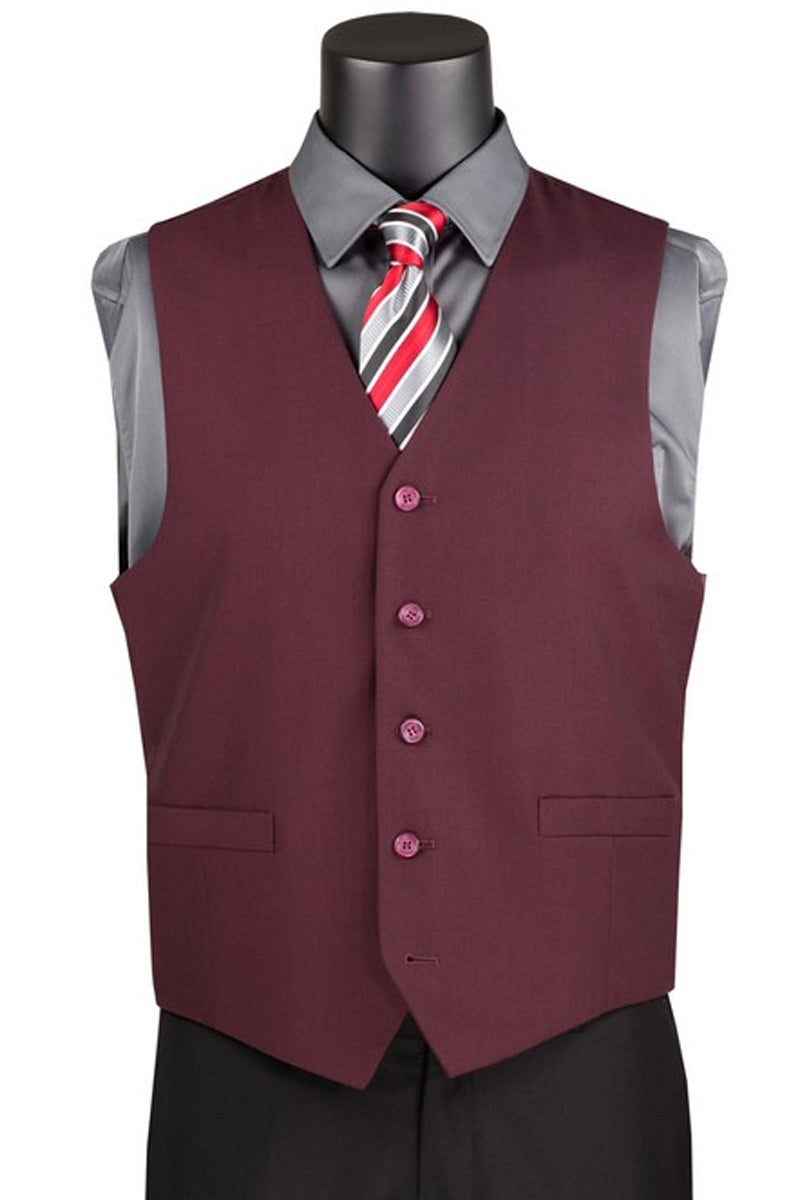 Men's Basic Suit Vest in Burgundy