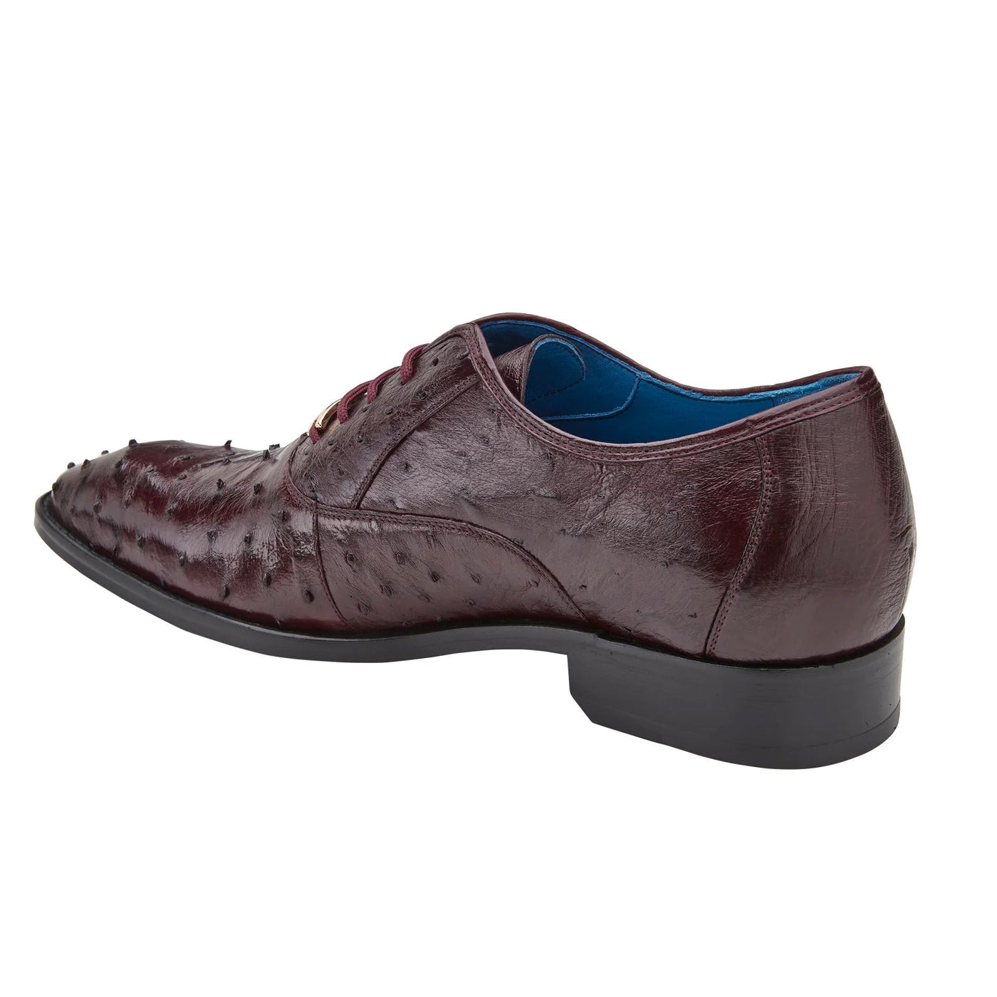 Men's Belvedere Orlando Ostrich Quill Plain Toe Dress Shoe in Burgundy