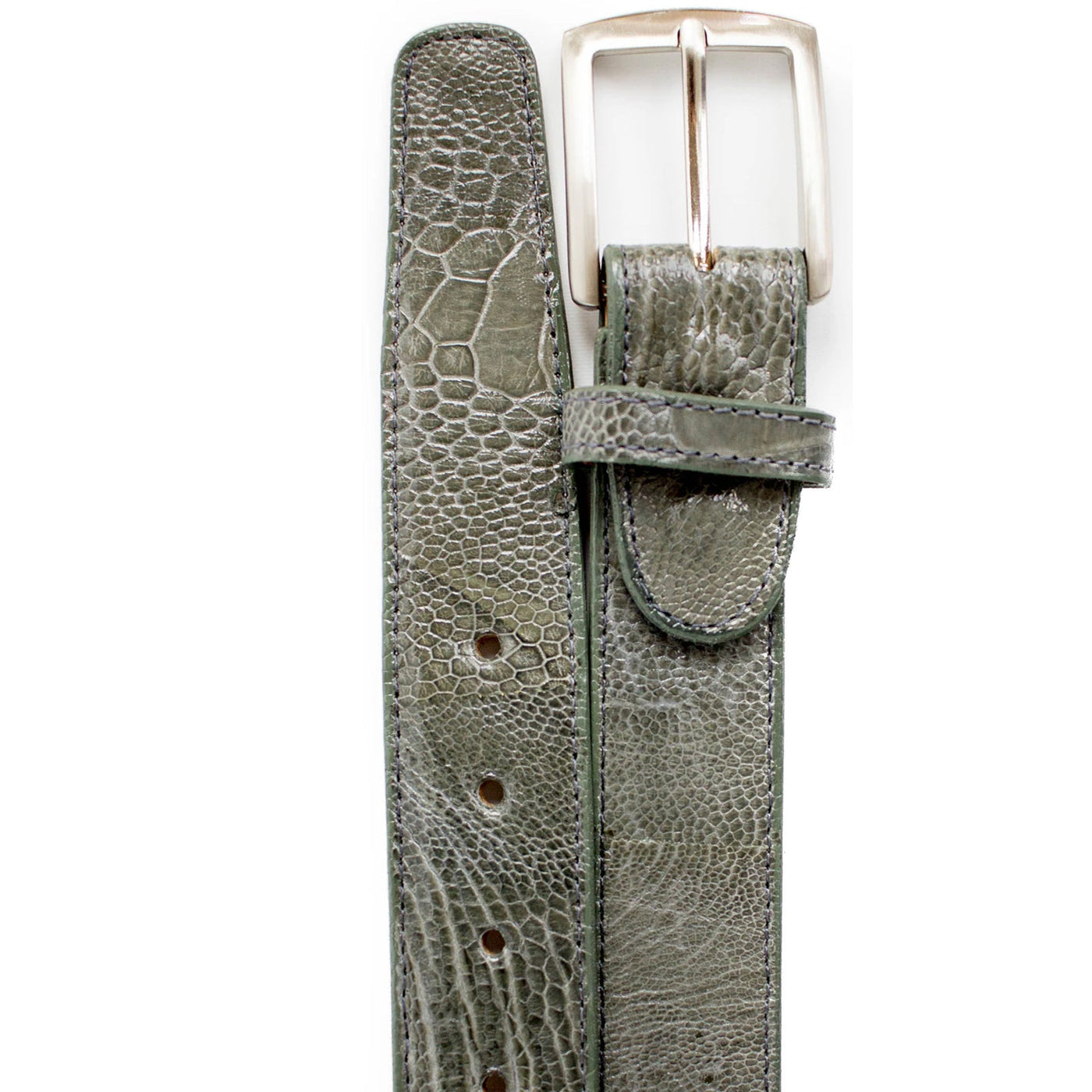 Men's Belvedere Genuine Ostrich Leg Dress Belt in Grey