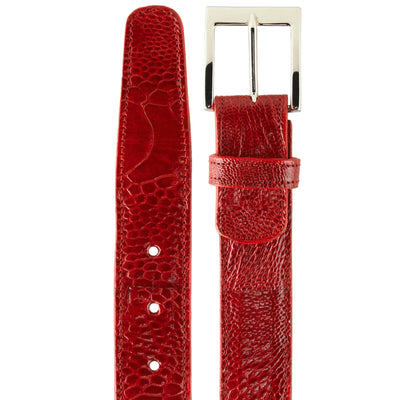 Men's Belvedere Genuine Ostrich Leg Dress Belt in Red