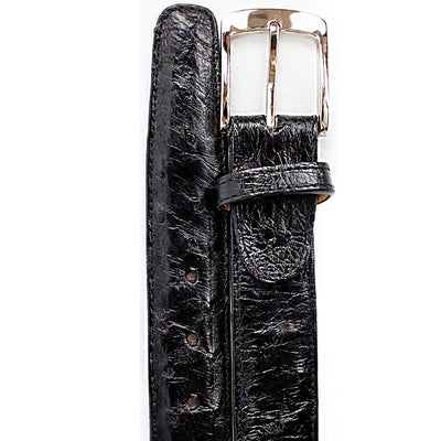 Men's Belvedere Genuine Ostrich Quill Dress Belt in Black