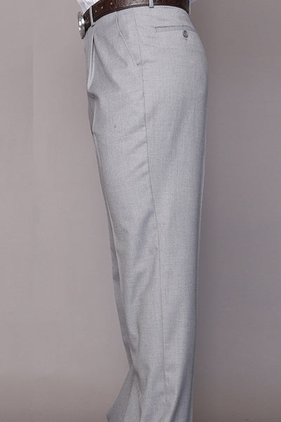 Men's 100% Wool Classic Fit Pleated Dress Pant in Grey