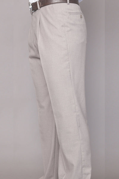 Men's 100% Wool Classic Fit Pleated Dress Pant in Sand