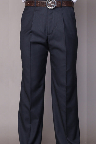 Men's 100% Wool Classic Fit Fit Big & Tall Pleated Dress Pant in Navy