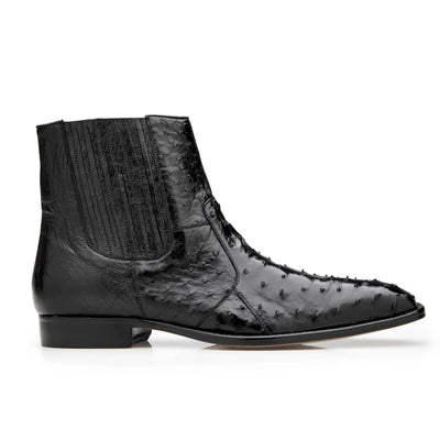 Men's Belvedere Roger Ostrich Quill Dress Boot in Black