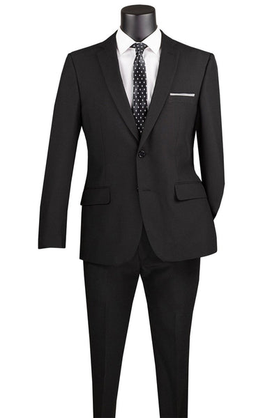 Men's 2 Button Slim Fit Poplin Suit in Black