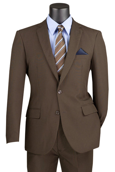 Men's 2 Button Slim Fit Poplin Suit in Brown