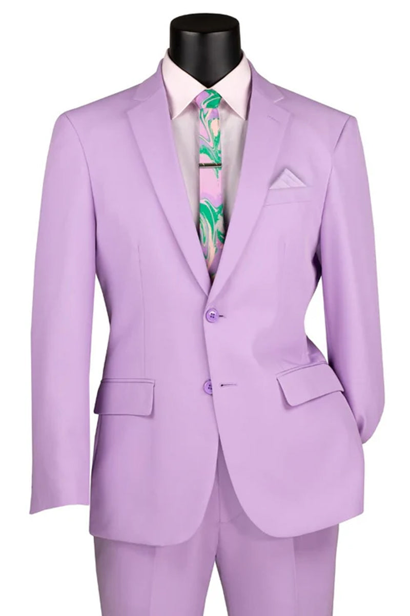 Men's 2 Button Slim Fit Poplin Suit in Lavender