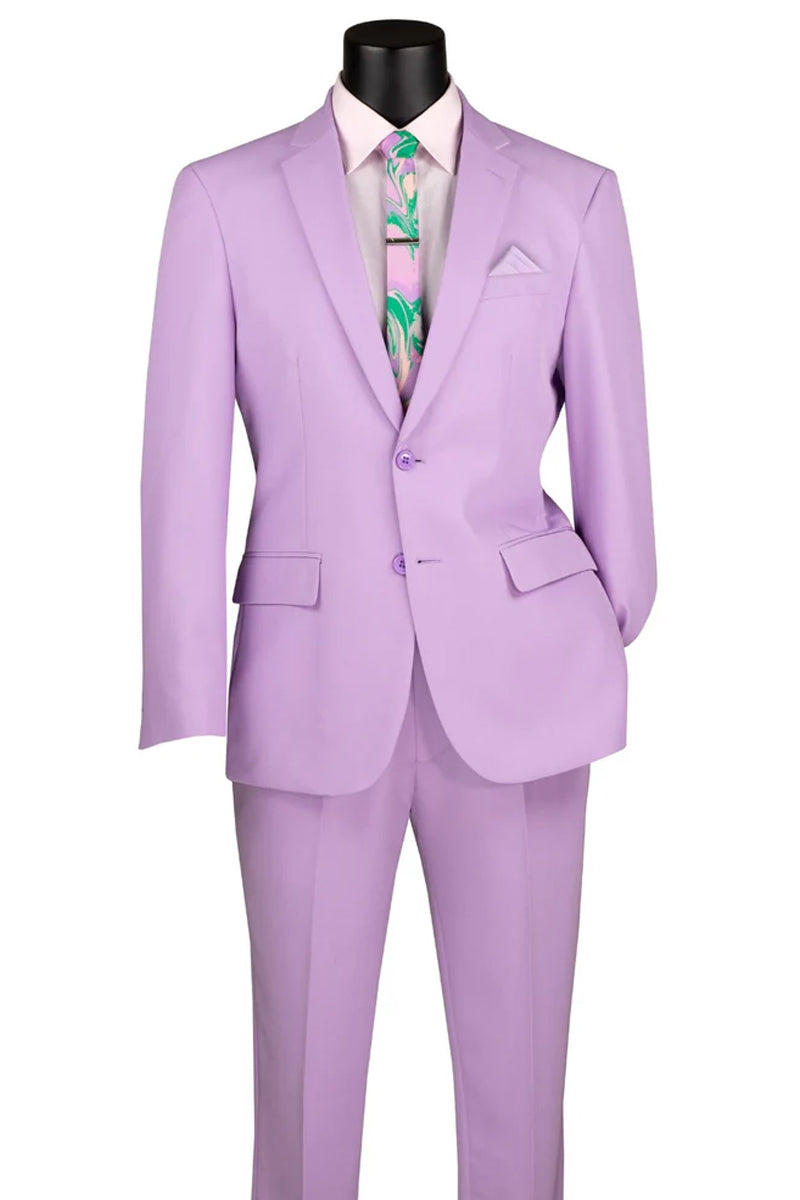 Men's 2 Button Slim Fit Poplin Suit in Lavender