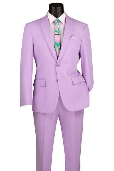 Men's 2 Button Slim Fit Poplin Suit in Lavender