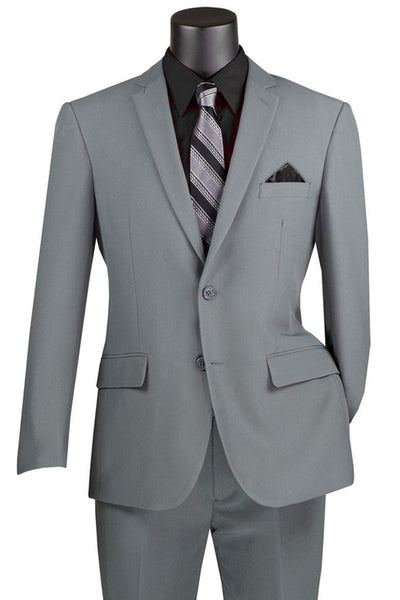 Men's 2 Button Slim Fit Poplin Suit in Grey