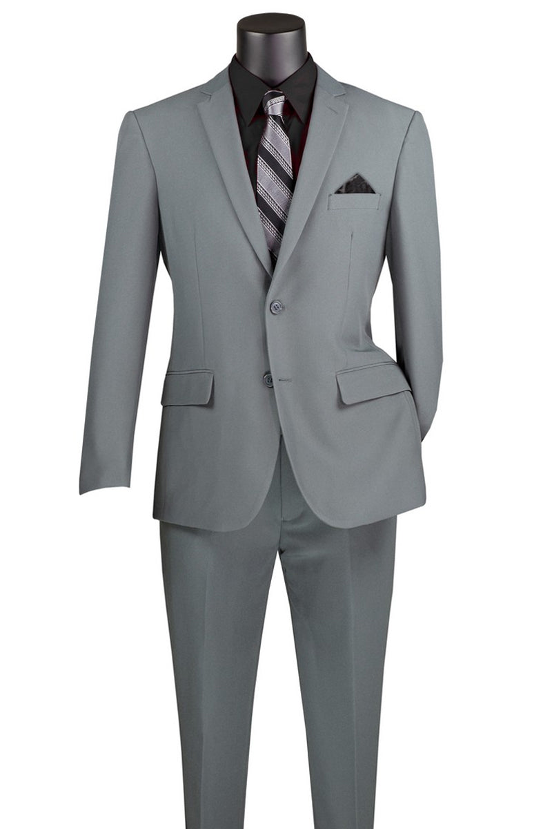 Men's 2 Button Slim Fit Poplin Suit in Grey