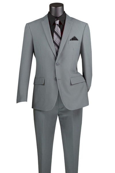 Men's 2 Button Slim Fit Poplin Suit in Grey
